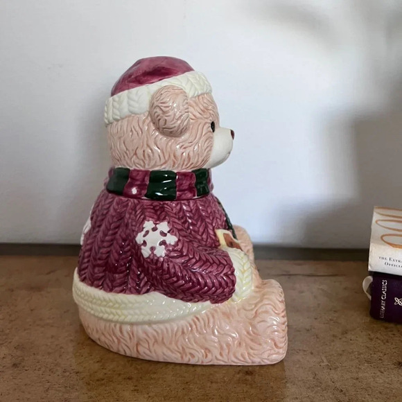 House of Lloyd Vintage Christmas Teddy Bear Festive Cookie Jar - Picture 3 of 9